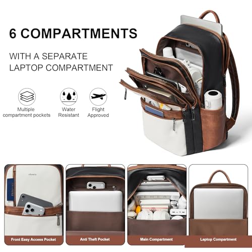 Image of Shrrie Leather 17 inch Laptop Backpack for Women, Large Travel Backpack Purse for Casual Daypack College Work Bag