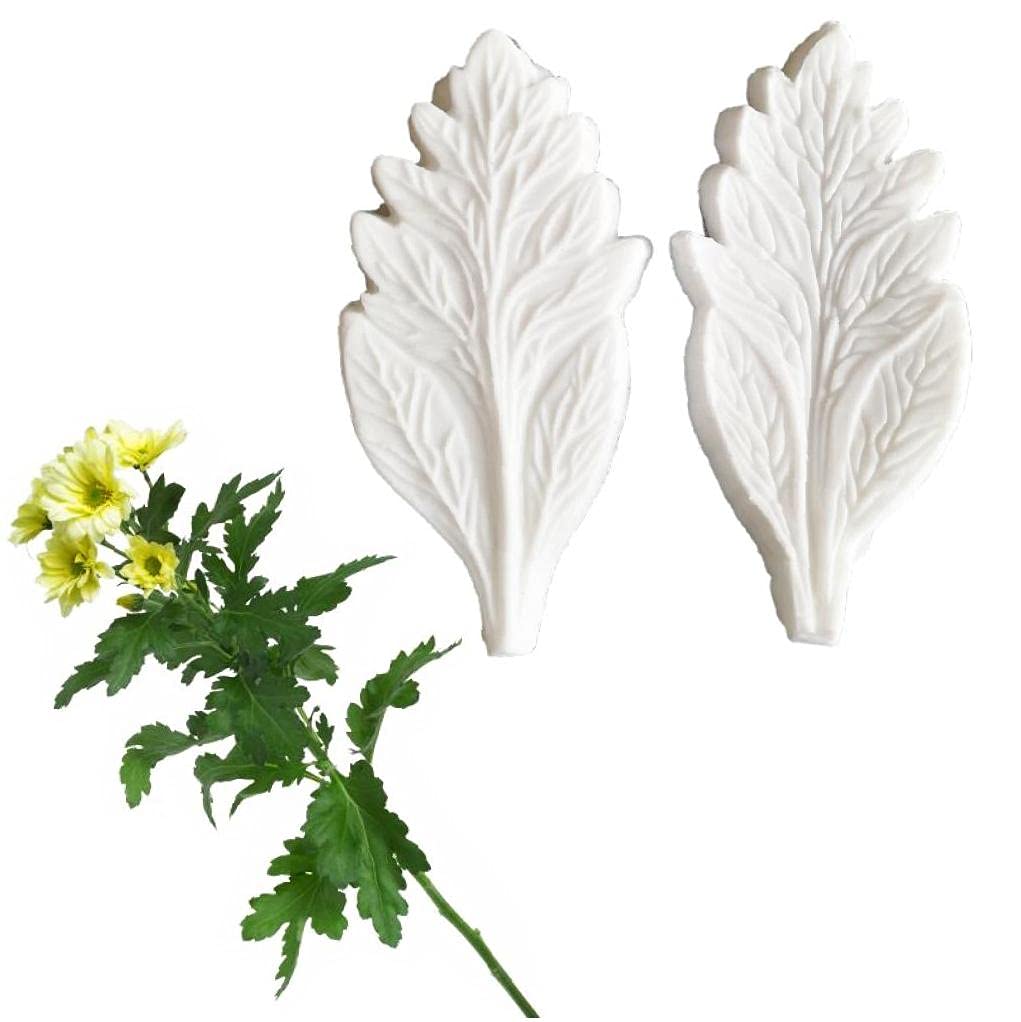 Bontannd Grey Chrysanthemum Leaf Veiners Silicone Mold Fondant Cake Decorating Tools Polymer Clay Candy Water Paper Gumpaste Mold M2508