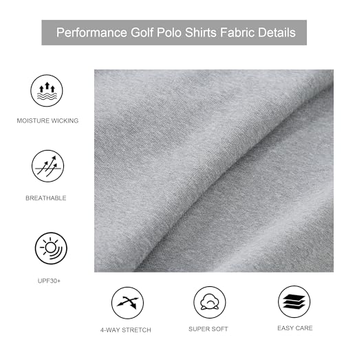 Alex Vando Mens Golf Shirt Moisture Wicking Quick-Dry Short Sleeve Casual Polo Shirts for Men