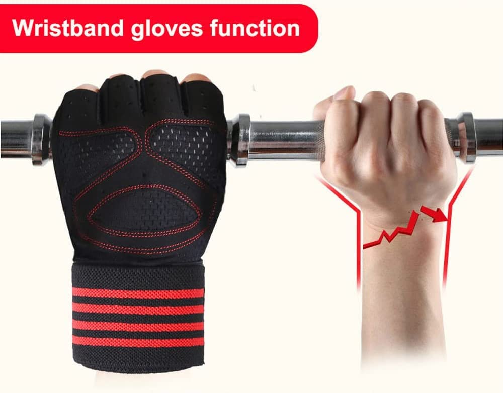 Guantes para mujeres y hombres, guantes de levantamiento de pesas para gimnasio, ejercicio físico, mancuernas, guantes de gimnasio acolchados transpirables y antideslizantes, 1 par (color: C, ta