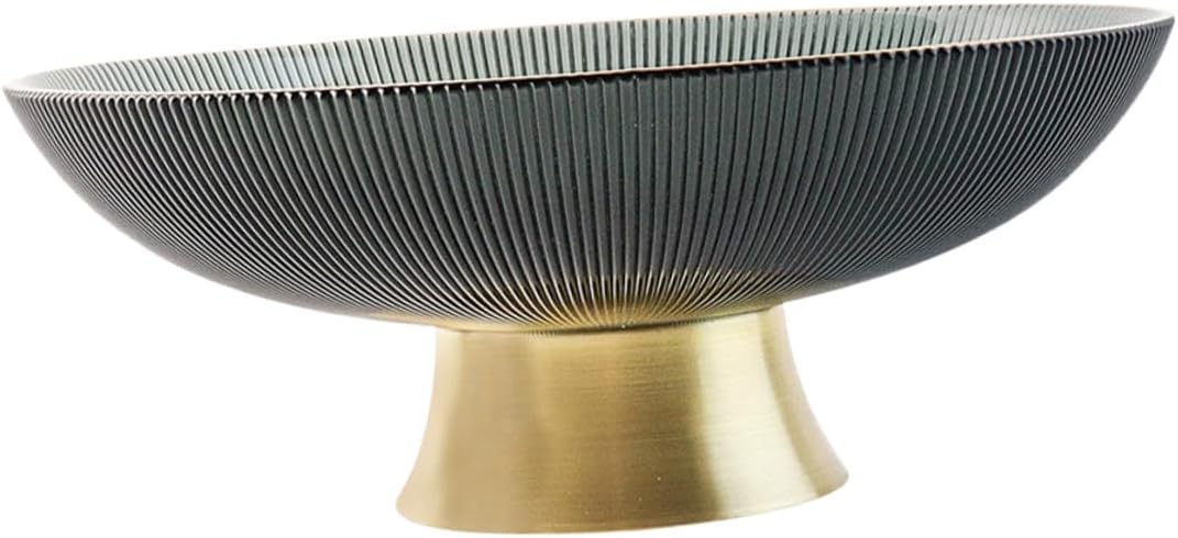 ARTIBETTER Glass Fruit Bowl for Kitchen Counter Decorative Pedestal Serving Bowl Grey Desktop Glass Dish for Fruit and Snacks Storage