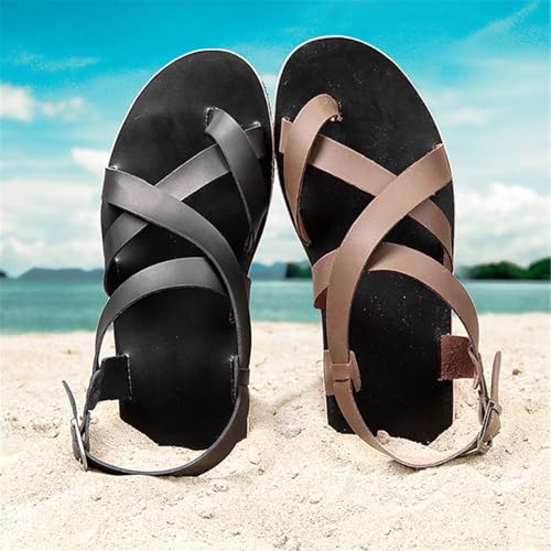 Summer Comfy Toe Corrector Slippers, Mens Bunion Relief Leather Breathable Sandals with Adjustable Metal Buckle Strap, Stylish Summer Non- Slip Holiday Flip Flops, for Dad Men Grandpa4