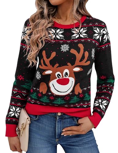 Bresdk Weihnachtspullover Damen Ugly Christmas Sweater Weiches Süßer...