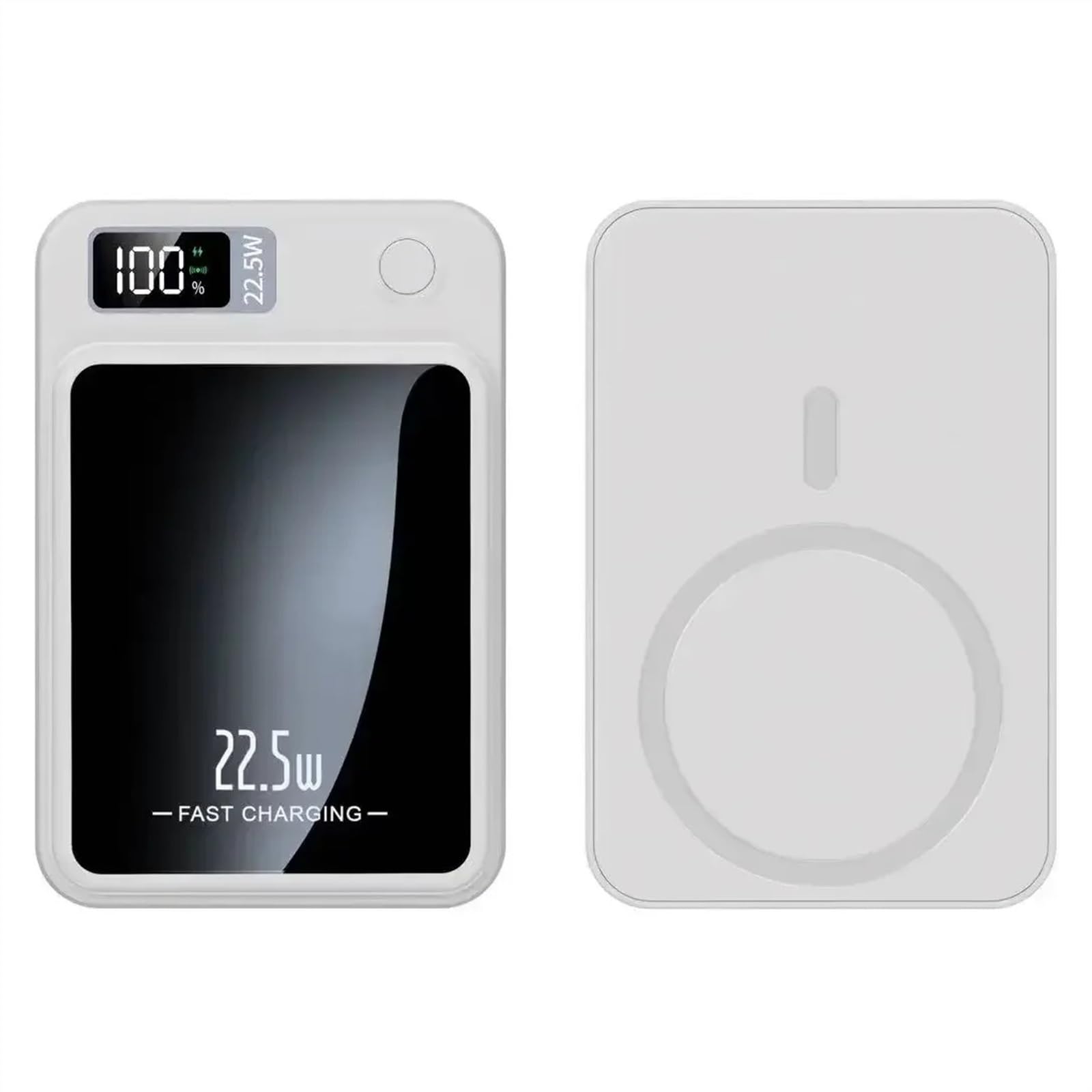 Batterie Externe magnétique Portable 10000mAh, Chargeur Rapide sans Fil, Batterie auxiliaire Externe (Size : White)