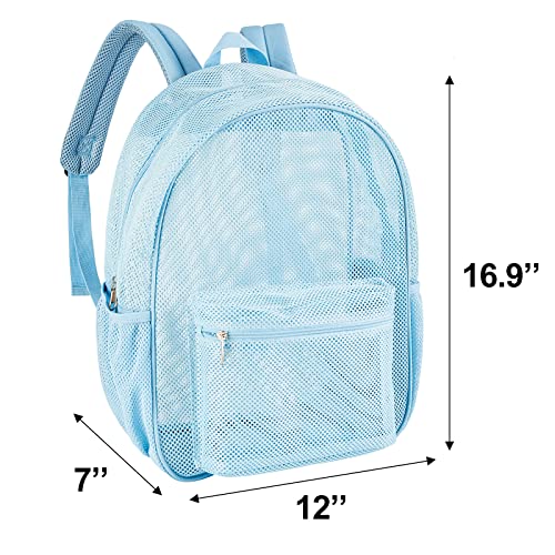 COVAX Heavy Duty Mesh Backpack, See Through, Blue - image 4