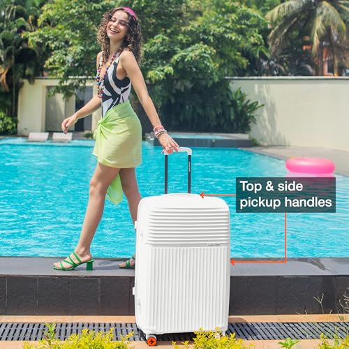 Image of Nasher Miles Krabi Expander Hard-Sided Polypropylene Luggage Set of 2 | 65cm & 75cm | 8 Wheels Medium & Large Trolley Bag for Travel | Suitcase (White)