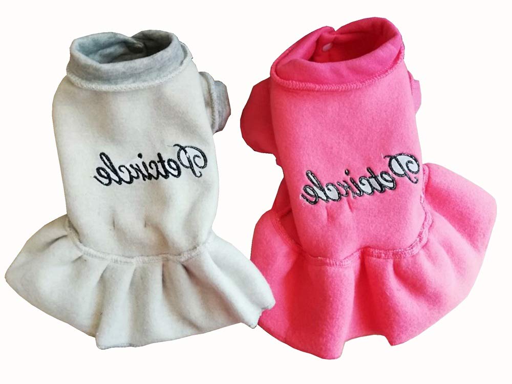 Zima Jesień Pies Koty Sukienka Sukienka z literą Bowknot Puppy Dog Odzież Teddy Pudel Ubrania dla psów Małe zwierzę (Kolor : Różowy Rozmiar : Duży) (Szary X)