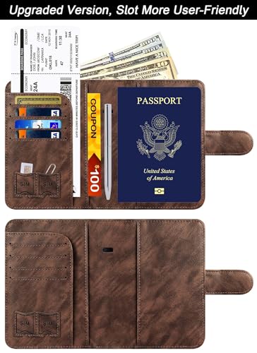 Image of Passport Holder for Travel Essentials, Passport Cover, Rfid Blocking Wallet | Travel Wallet, Leather, Passport Case, Travel Accessories, Vacation Luggage Must Haves, for Men Women