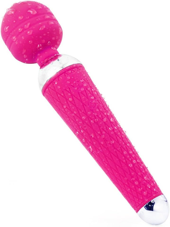 Wand Massager Waterproof with 10 Powerful Multi Speed Strong Vibration Patterns, Rechargeable Magic Body Electric Handheld Massager for Muscle Aches and Sports Recovery (Pink)