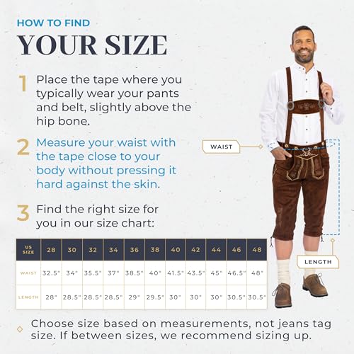 Image of BAVARIA TRACHTEN Men's Kneebound Lederhosen German Oktoberfest Knee Length