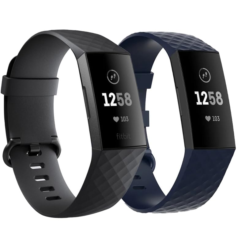 JENKEM 2PACK Compatible with Fitbit Charge 3 / Charge 4 Bands Soft and Durable Sports Replacement Straps Wristbands for Women/Men