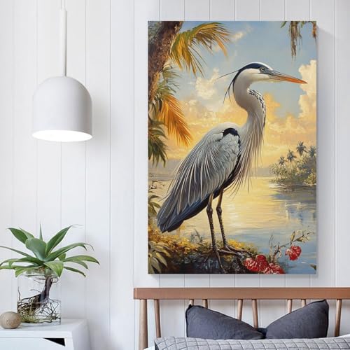 Cuadro en lienzo decorativo para dormitorios y pasillo pintura moderna egret 50x75cm 5