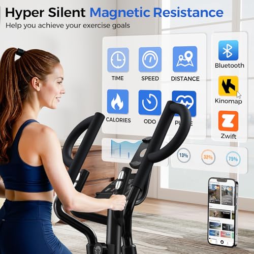 Image of pooboo Elliptical Machine, Elliptical Exercise Machine with 16-Level Resistance&Quiet Magnetic Driving System, Elliptical Machine for Home with LCD Monitor&15.5-17IN Stride, 350LBS Weight Capacity