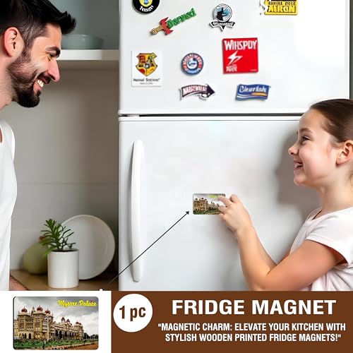 Image of Elegant Fridge Magnet with Themes |Rectangular Size Refrigerator Magnet with Magnetic Rubber Back | Pack of 1, 8.6cm X 5.4cm (Mysore Palace)