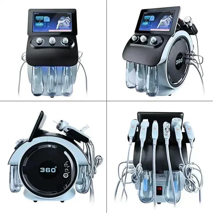 6-in-1 Deep Cleansing Facial Machine W/ 6 Working Head, Hydrodermabrasion Beauty Machine, Removes Blackheads And Smoothes Fine Lines, Leaving Skin Delicate And Smooth Blue