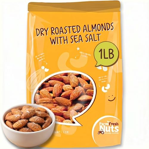 Image of Farm Fresh Nuts Roasted Salted Almonds (1LB) - Dry Roasted, Sea Salt