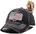 NICEPUSS Ponytail Baseball Cap, Vintage Washed Distressed Baseball Cap,Adjustable (Black A) 5 12