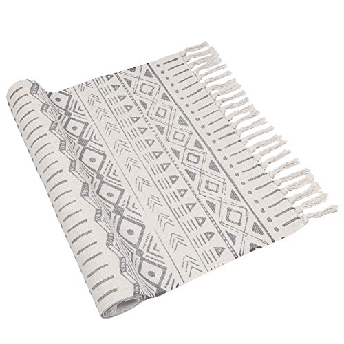Pauwer Cotton Area Rug Set 2 Piece 4.2'x2'+3'x2' Hand Woven Cotton Rugs with Tassel Washable Cotton Throw Rug Runner for Kitchen, Living Room, Bedroom