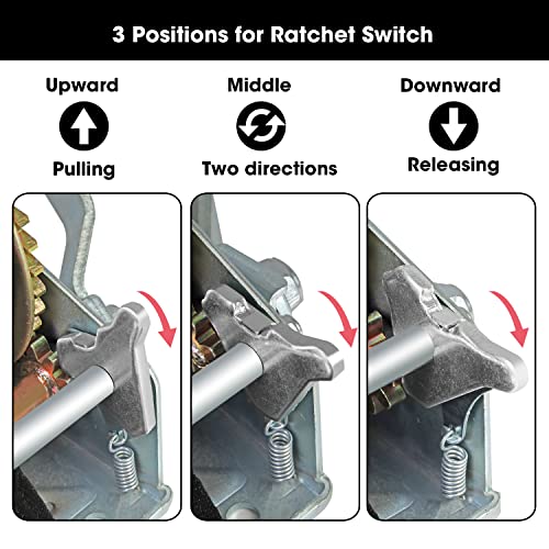 Image of Big RED ATRT1161SR Torin 1600lbs Capacity Heavy Duty Steel Cable Manual Hand Crank Winch with 32.8ft Nylon Strap and Two-Way Ratchet, for Boats, Trailers, Trucks, ATVs