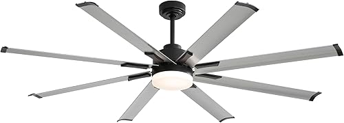 Ventiladores de techo de 72 pulgadas con control remoto de luz LED, 8 aspas de aluminio, ventilador de techo dorado y blanco con motor de CC