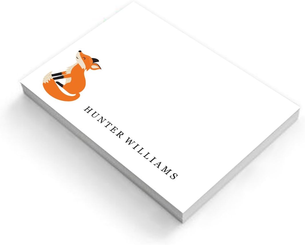 Custom Woodland Creature Fox Design Post It Notes - Set of 6-50 Sheets per Post It Note. Size of Each: 3 in x 4in. Made in The USA.