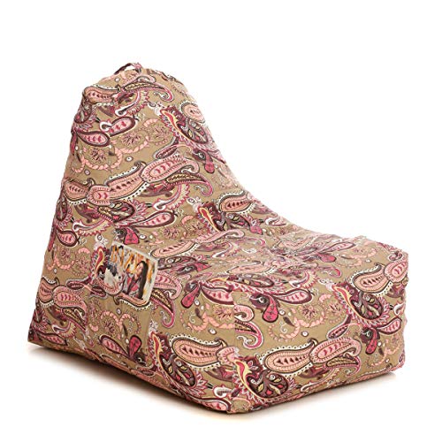 Image of Style Homez Hackey Cotton Canvas Paisley Printed Bean Bag XXL Size Filled with Beans Fillers