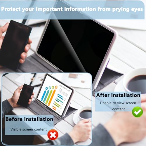 WYQLTD Privacy Screen Protector for iPad Air 11 Inch M4/M3/M2, (2026/2025/2024, 8th/7th/6th Gen), Anti-Spy 9H Tempered Glass, Anti-Scratch, Bubbles Free by WYQLTD - Image 3