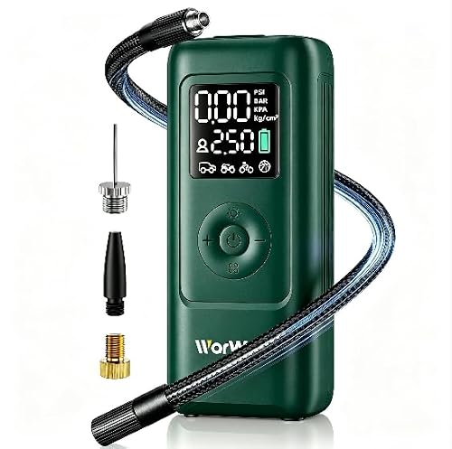 Portable Tire Inflator Air Compressor, Wireless Car Tire Pump, Digital Air Compressor for Car Tires, Fast Inflation Cordless, dark green