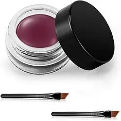 Erinde Delineador em gel à prova d'água, delineador em creme de longa duração, pigmentos de alta intensidade à prova de manchas delineador de olhos, delineador resistente à água com 2 pincéis nº 09 roxo escuro