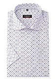 ETERNA Modern Fit Hemd Herrenhemd Halbarmhemd Kurzarmhemd Sommerhemd Baumwollhemd tailliert geschnittenes Hemd leicht schmal geschnittenes Hemd New kent kragen mit Brusttasche in Muster weiß