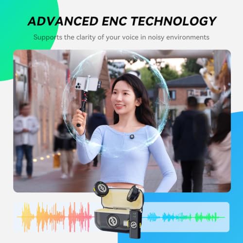 Image of Lark M2 Lavalier Wireless Microphone Compatible with iPhone /Camera /Android /PC, 48kHz /24-bit High Audio, 300m Range, Noise Cancelling, 40h Use, YouTube, Vlog, Streaming