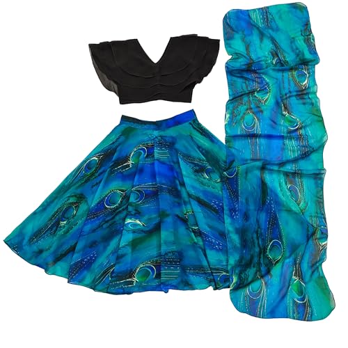 Om Guru Creation Peacock Print Georgette Silk Full Stitched Lehenga Choli With Dupatta Set | Kids Ethnic & Party – Girls Gift, Navratri Special Dress Om Guru Creation Peacock Print Georgette Silk Full Stitched Lehenga Choli With Dupatta Set | Kids Ethnic & Party – Girls Gift, Navratri Special Dress