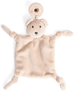 Bella Tunno Bubbi Buddy – Soft, Plush Lovey Pacifier Holder for Baby Pacifier to Soothe and Comfort Teething Baby, Colorful Animal-Themed Baby Lovey (Bear)