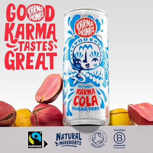 Karma Drinks Karma Cola - 24 x 250ml Cans - Natural Fizzy Soft Drinks, Fairtrade, Organic & Vegan