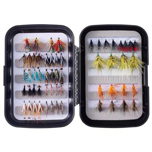 BASSDASH Fly Fishing Wet Flies for Trout Salmon Fishing Nymphs Streamers with Fly Box