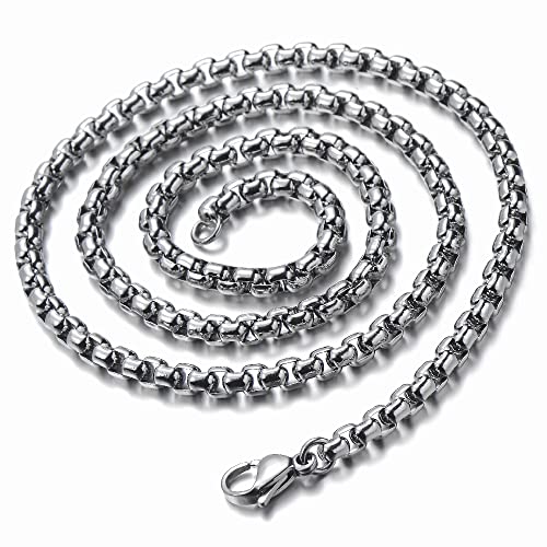 COOLSTEELANDBEYOND Collana Pendente in Acciaio Inossidabile Punk Rock per Uomo con Cranio di Serpente, Catena di Grano da 75cm