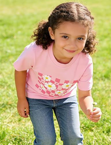 Image of Toddler Girls Clothes T-Shirt Short Sleeve Graphic Tee Cartoon Dinosaur 2-6T Girl Shirt Summer