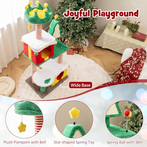 Árbol para gatos navideño de 61 pulgadas multi-niveles miniatura 6