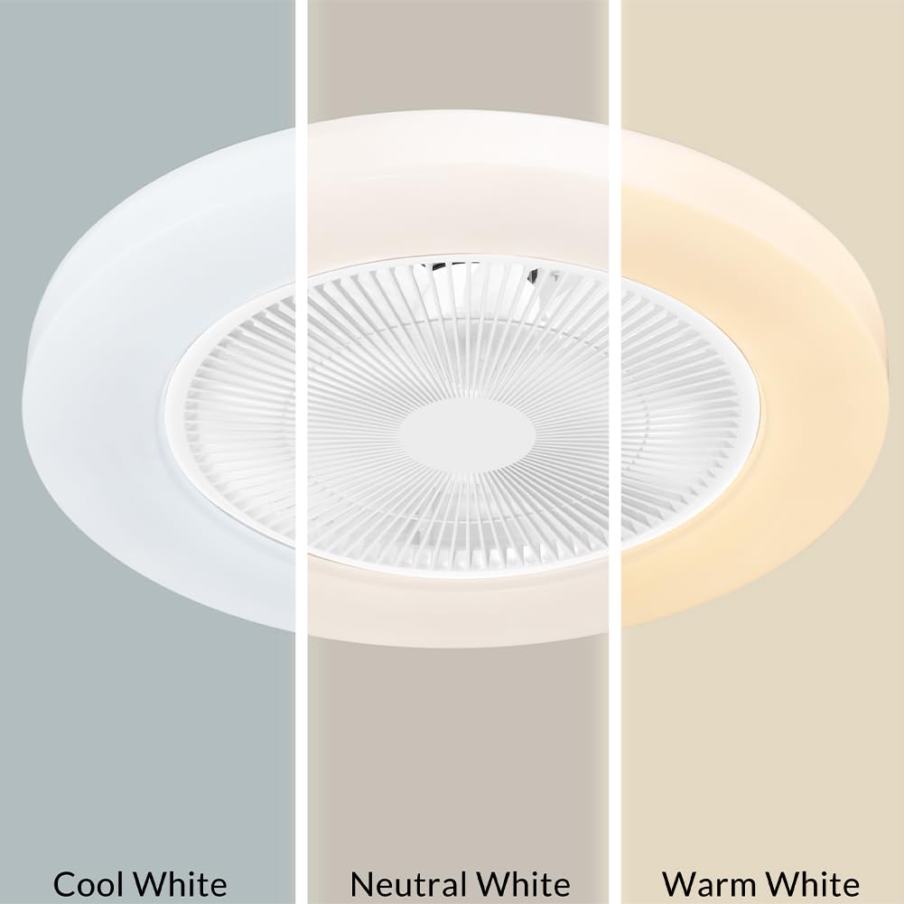 BAKAJI Ventilatore a Soffitto con Luce LED Bianco Caldo Freddo 80W, Tonalità Regolabile, Funzione Timer 1/2/4/8 ore, Telecomando Controllo a Distanza, Diametro 50 cm, Design Moderno, Ultra silenzioso