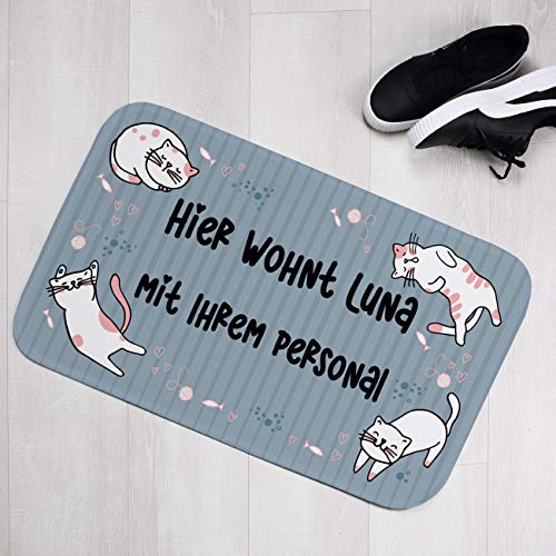 Herz & Heim® Personalisierte Futternapf-Matte 76 x 45 cm mit Wunschname Katze