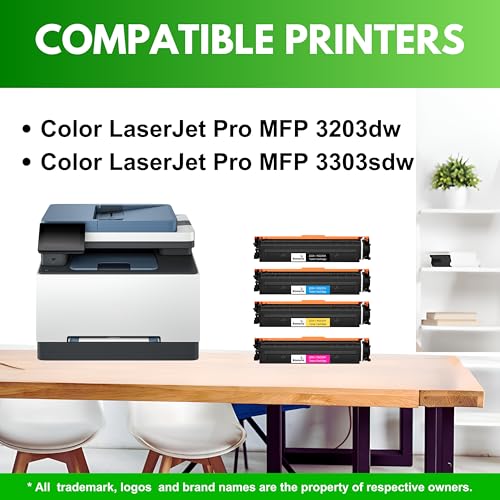 Image of 222A Compatible Toner Set (with New Chip) for HP W2220A W2221A W2222A W2223A Replacement for HP Color LaserJet Pro MFP 3203dw 3303sdw Printer (222A Toner Set (4 Color CMYK)