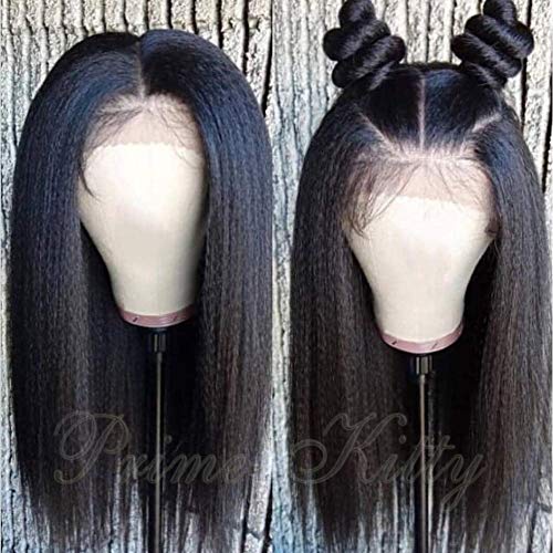 Italian Yaki Wig Brazilian Virgin Human Hair Full Lace Wigs Pre Plucked Bleached Knots 9A Full Lace Wig Human Hair Glueless Wigs Yaki Full Lace Human Hair Wigs Yaki Straight Lace Wig 150% Density 12"