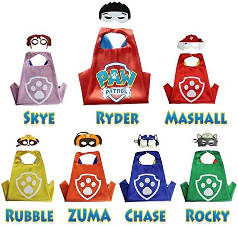 LansKids Comics Cartoon Dress Up Costumes 7 Satin Capes with Felt Masks Compatible with/Replacement for Paw Patrol 7pcs 6 51 U L7PBIL. AC