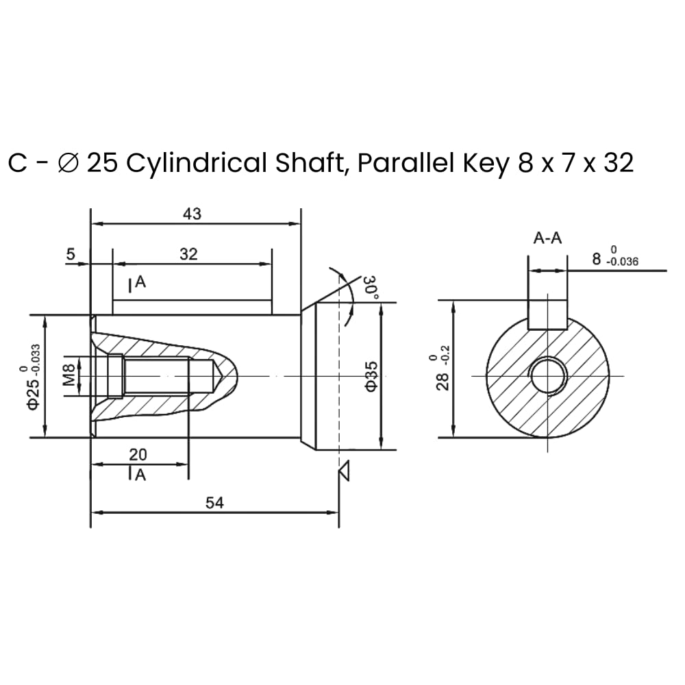 Motor hidráulico 200 CC/REV 25mm eje con llave paralela C/W sello de alta presión
