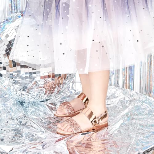 Image of Felix & Flora Toddler Girl Sandals - Little Girl Easter Dress Shoes Lightweight Open Toe Beach Holiday Flats