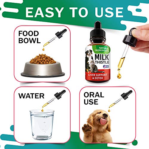 Liver Support Supplement For Dogs & Cats - Milk Thistle Liver Support - Canine Hepatic Care - Cat & Dog Liver Cleanse - Max Effect Liquid Drops #TOP5