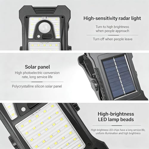 Luz solar con panel solar para evitar caídas en el porche y caminos oscuros 7