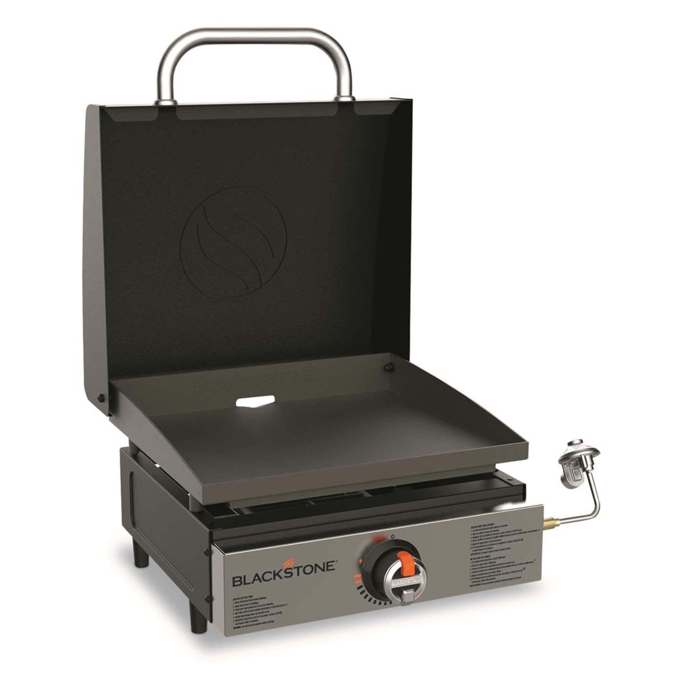 Blackstone Stainless Steel Propane Gas Portable, Flat Top Griddle Frill Station for Kitchen, Camping, Outdoor, Tailgating, Tabletop, Countertop – Heavy Duty & 12, 000 BTUs, 17 Inch, Black