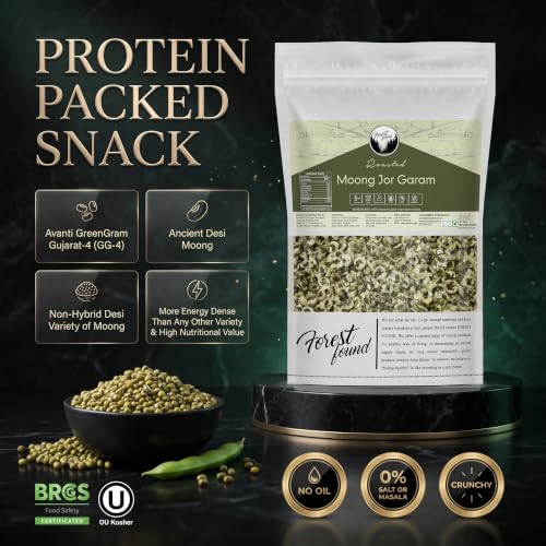 Image of Forest Found Roasted Moong Jor Garam | Vacuum Roasted Green Mung Snack | Roasted & Not Fried | Rich in Protein & Fiber | 100% Natural Gujarat Moong Snack
