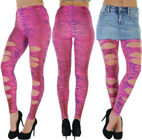 Image of ToBeInStyle Women's Slashed Ripped Shredded Distressed Hosiery Tights Leggings Music Festival